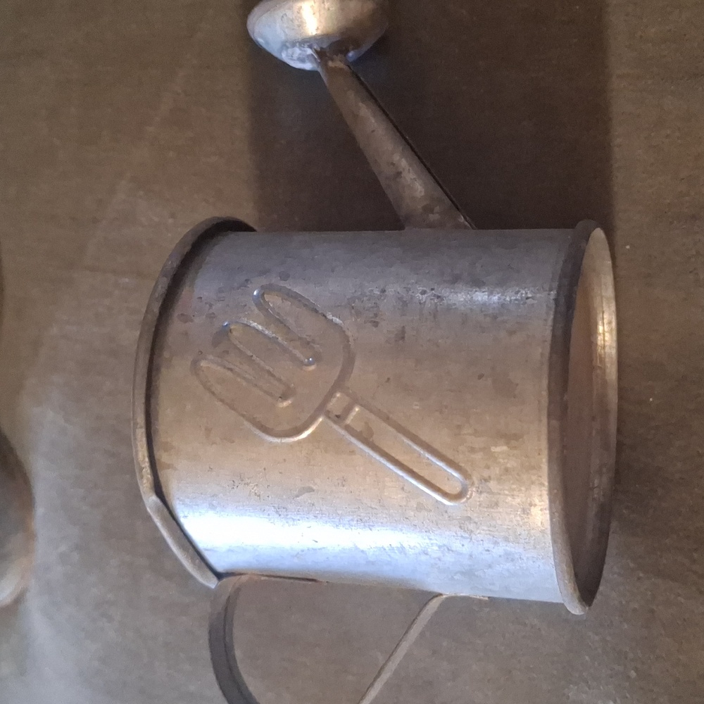 Vintage Metal Watering Can Candle Set Patina Rustic Lived In - Picture 3 of 4